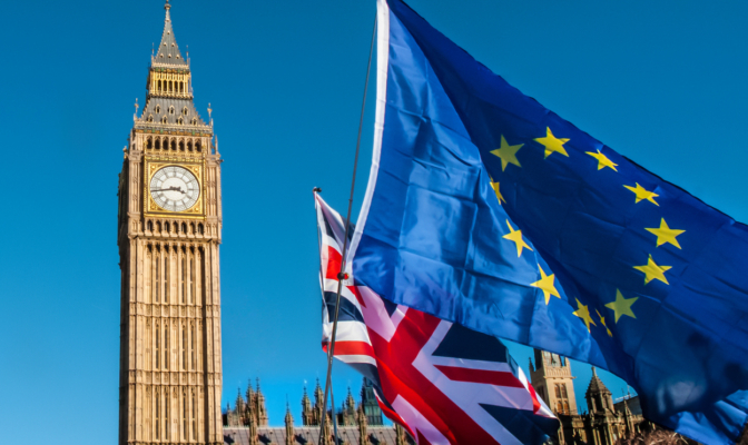European Union Flag In Front Of Big Ben, Brexit Eu